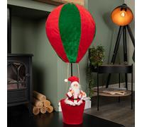 1m Tall Plush Santa Christmas Hot Air Balloon with Extension Pole Hanging or Table Decoration