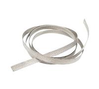 1M Tinned Copper Braid Sleeving Width 4-28mm Retractable Metal Tube, Flexible Cabling Wiring Protector(Silver,4mm)