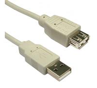 1m USB A Male To Female Extension Laptop PC Cable Beige Lead 2.0 Plug Adapter