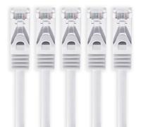 1aTTack.de 1m - white - 5 pieces Cat7 network cable SFTP patch cable Lankabel raw cable 10GB/s - 500 MHz assembled with 2 RJ45 plugs Cat 6a