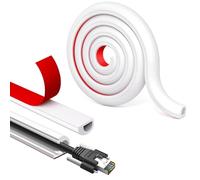 1M White Cable Trunking Self Adhesive Flexible Wire Covers Cable Management Trunking Neat Side Opening Wire Hider for Wires on Wall Floor Wire Trunking to Hide Wires for Electric Cables