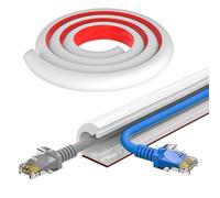 1m White Trunking For Electric Cables, Flexible Side Wire Covers Self Adhesive TV Cable Hider D Line Conduit Trunking Wires Organiser for Wires On Wall Floor Of Home & Office