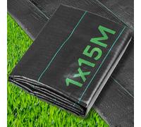 1m x 15m Weed Membrane, 15m² Heavy Duty Garden Weed Control Barrier Mat, Landscape Fabric Weeds Suppressant Black Sheet Cover Liner Stop Weeds Grass for Gravel Path