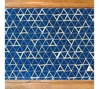 1m x 2m Stylish Mess Matt for Under High Chair, Arts, Crafts, PVC Washable Floor Splash Mat, Portable Play and Table Protector (Blue/White/Gold Geo)