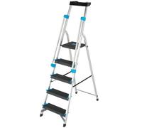 1M Xl Platform Step Ladder With Anti-Slip Treads And Tool Tray - 5 Tread Aluminium Design