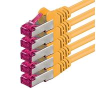 1m - yellow - 5 pieces - network cable CAT6a (10Gb/s) S-FTP CAT 6a Lankacable - GHMT certified PIMF 500 MHz Cat5 Cat5e Cat6 Cat6a Cat7 for switch, router, modem, Internet