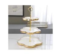 1M2nO3pK Cake Stand Ceramic Dessert Cupcake Stand Three-layer Fruit Plate Part Table for Wedding Birthday Tea Party Cupcake Stands(White)
