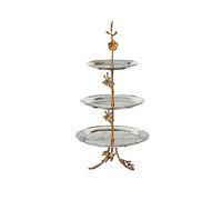 1M2nO3pK Cake Stand Three Layer Large Capacity Cake Rack Luxurious Brass Decorated Afternoon Tea Dim Sum Tray Fruit Cupcake Stands