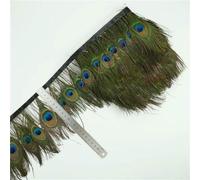 1Meters Natural Peacock Rooster Pheasant Feather Trim Decoration Feathers for Crafts on Tape Decoration Ribbon Fringe Decor-11