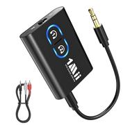 1Mii Bluetooth 5.3 Transmitter Receiver for TV, 2-in-1 3.5mm Wireless Bluetooth Audio Adapter for 2 Headphones, Low Latency, Long Battery Life, AUX Adapter for Old Sound System, Airplane, TV, Gym, Car