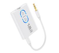 1Mii Bluetooth Transmitter for Airplane, 3.5mm AUX Jack Wireless Audio Adapter for Planes, Airline, Travel, Home Stereo, Boat, Gym, with AptX Adaptive/Low Latency/HD Audio, Supports 2 Headphones-White