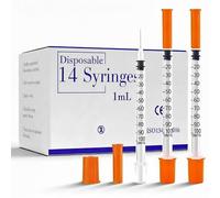 1ml Dispensing Measuring Tool Plastic, 14-Pack of 30G 8mm tip, Individually Sealed, Disposable Precision Syringe for Lab Liquid Separation, Plant Feeding, Cake Decoration, Craft Supplies & DIY