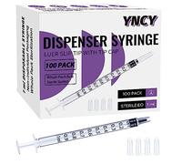 1ml Sryinge with Cap, Luer Slip Tip, Whole Pack Bulk Sterile Sealed, No Needle (100 pcs, 1ML)