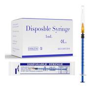 1ml Syringe with 25Ga 1inch Needle, 1cc Luer Lock Syringe for Scientific Labs, Measuring Liquid, Disposable Individually Packaged, Pack of 100