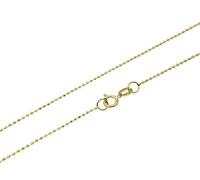 1mm 18K gold plated on solid sterling silver 925 Italian diamond cut BALL bead link chain necklace bracelet anklet with spring ring clasp - inch 24"/60cm