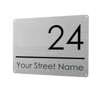 1MM 2431 Custom Personalised Address Door Metal Aluminium Sign Plaque Gate (Brushed Silver, 20x15cm)