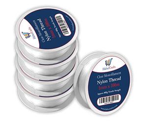 1mm Clear Nylon Thread Invisible String Non Stretch Clear Fishing Wire Transparent Plastic Sewing Thread For Hanging Decorations Craft Party Balloon Arch Beading & Jewellery Making - Approx Tensile Strength 40kg (1mm x 100m - 5 Spools)