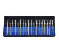 1mm Diamond Drill Bit Set 30 pcs Compatible with Dremel Cylindrical Burr Kit Jewelry Beach Sea Glass Shells Gemstones Lapidary 30pcs. Case Included