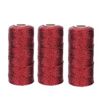 1mm Gold Thread Gift Wrapping String for DIY Decorations Christmas Metallic Cord Rope for Weddings and Handcraft Decor Crochet Kits for Beginners Adults(Red-3PCS)
