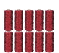 1mm Gold Thread Gift Wrapping String for DIY Decorations Christmas Metallic Cord Rope for Weddings and Handcraft Decor Crochet Kits for Beginners Adults(Red-10PCS)