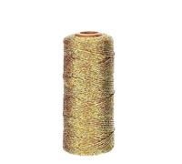 1mm Gold Thread Gift Wrapping String for DIY Decorations Christmas Metallic Cord Rope for Weddings and Handcraft Decor Crochet Kits for Beginners Adults(Gold-1PC)