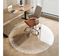 1mm Round PVC Office Chair Mat for Hard Floors, White Lace