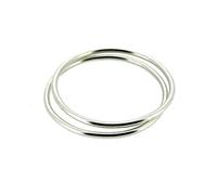 1mm Sterling Silver Skinny Round Band Stacking Ring Polished Finish UK Size set of 2 (M)
