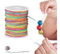 1mm x 100m Elastic Cord Rainbow Color Beading Cord Fabric Stretch Crafting String for DIY Bracelets Jewelry Making Braided Hair Tie Pony Beads Toys
