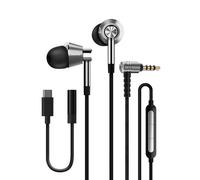 1MORE E100E Triple Driver In-Ear Earphones Hi-Res Audio Wired Headphones with MEMS Mic, THX Certified, Deep Bass, High Fidelity - Silver