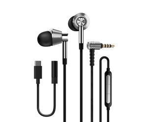 1MORE E100E Triple Driver In-Ear Earphones Hi-Res Audio Wired Headphones with MEMS Mic, THX Certified, Deep Bass, High Fidelity - Silver