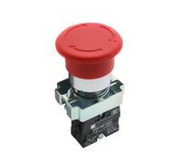 1NC 1NO Momentary Latching 22mm Red Mushroom Emergency Stop Push Button Switch, 600V 10A NP2-BE101 Emergency Stop Button Switch(1NC Momentary)