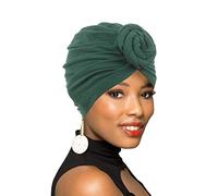 1Pack/2Packs/4Packs Women Turban African Pattern Knot Headwrap Beanie Pre-Tied Bonnet Chemo Cap Hair Loss Hat, Y-dark Green, One Size
