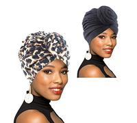 1Pack/2Packs/4Packs Women Turban African Pattern Knot Headwrap Beanie Pre-Tied Bonnet Chemo Cap Hair Loss Hat, A2-2packs, One Size