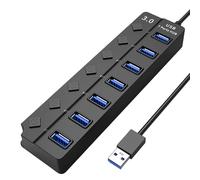 1pack 7 Port Usb Hub 3.0 with Individual Power Switches and Led Indicators, High-Speed Multi Usb Port Splitter Adapter for PC, Laptop, Flash Drive, Keyboard, Mouse, Mobile Hdd, Usb Extender