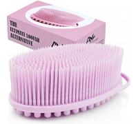 (1Pack -Blue) Bath & Shower Loofah Brush 2 in 1 Face & Body Scrub Gentle Body Brush Skin 100% Better Scrubber Silicone Body Brush for Bath Massaging Brush
