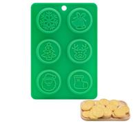 1Pack Christmas Silicone Mould,Snowflake Bell Xmas Tree Elk Santa Sack Cookie Mould Baking Tray for Chocolate Cake DIY for Xmas Party Cake Decoration