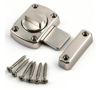 1Pack Chrome Door Bolt, Bathroom Toilet Door Latch for Securing Internal Doors FOCCTS Rotate Door Lock Bolt Gate Latch Door Lock with Brushed Surface & Zinc Alloy Material