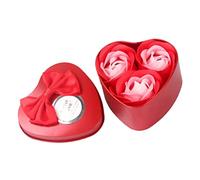 1pack Flora Scented Bath Soap Rose Flower Plant Essential Oil Soap Handmade Flower Soaps Gift Box Soap Rose Gift Box Heartshaped Rose Gift Box Bear Decor Case Love Heart Box for Valentine's Day(red)