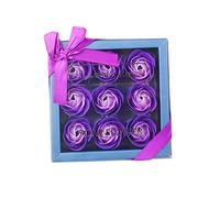 1PACK Floral Scented Bath Soap Rose Flower Petals Shaped Soap Plant Essential Oil Rose Soap Sweet Gift Set for Mother's Day(Purple)