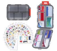 1Pack Large Pill Organizer with 189 Labels, 10 Compartments Travel Medicine Kit Travel Medicine Organizer Pocket Pill Case Travel Pill Box Travel Pill Organizer for Purse Vacation Essentials (Gray)
