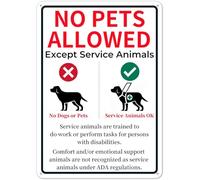 1Pack No Pets Allowed Sign, 10x14'' No Dogs Or Pets Allowed Except Service Animals Metal Sign, Aluminum, UV Protected and Weatherproof-sign for Business, Work Site, Shop Area