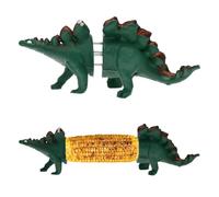 1Pack Novelty Dinosaur Corn on the Cob Holders with Stainless Steel Prongs, Fun Sweetcorn Skewers & Forks for Dining Table, BBQ, Camping & Outdoor Picnics(Stegosaurus Style)