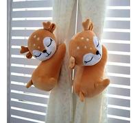 1Pair/2 Pcs Cuddly Soft Stuffed Plush,Animals Curtain Stuffed Tiebacks,Curtain Holdbacks,Curtain Ties Decoration,Curtain Holdbacks,Window Decoration for Accessories,Bedroom (Deer)