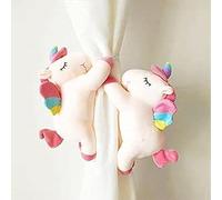 1Pair/2 Pcs Cuddly Soft Stuffed Plush,Animals Curtain Stuffed Tiebacks,Curtain Holdbacks,Curtain Ties Decoration,Curtain Holdbacks,Window Decoration for Accessories,Bedroom (Pink Unicorn)