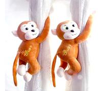 1Pair/2 Pcs Cuddly Soft Stuffed Plush,Animals Curtain Stuffed Tiebacks,Curtain Holdbacks,Curtain Ties Decoration,Curtain Holdbacks,Window Decoration for Accessories,Bedroom (Light Brown Monkey)