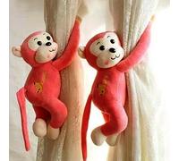 1Pair/2 Pcs Cuddly Soft Stuffed Plush,Animals Curtain Stuffed Tiebacks,Curtain Holdbacks,Curtain Ties Decoration,Curtain Holdbacks,Window Decoration for Accessories,Bedroom (Pink Monkey)
