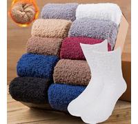 1pair Autumn Winter Men's Plush Socks Solid Color Super Soft Floor Towel Socks Warm Home Indoor Coral Velvet Sleep Sock