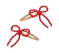 1Pair Beads Bowtie Hair Clip Girl Sweet Ballet Hairpin Hair Styling Bows For Thin Elegant Korean Side Clip Party Hairclip