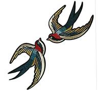 1pair Birds Patches Embroidered Iron-On Appliques Embroidered Patches Vintage Swallows Birds Iron On Patches DIY Sewing Sticker for Clothes, Embroidered Patches
