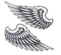 1Pair Black Large Temporary Tattoo Sticker for Women Men Angel Wings Non-Toxic Waterproof Size 21cm x 22cm Temporary Tattoos (Beauty)
